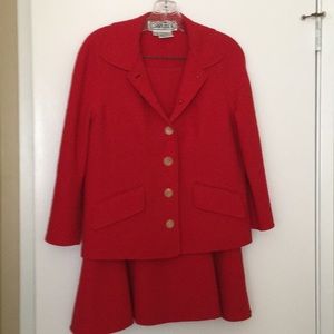 Carlisle Red Wool Skirt Suit